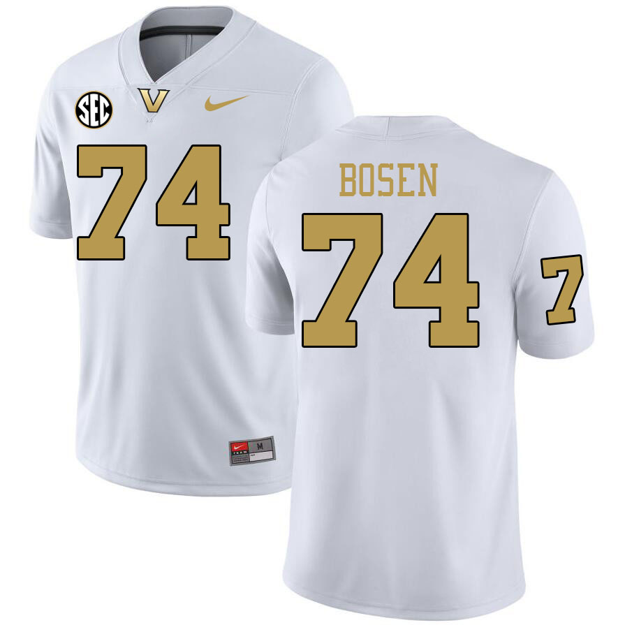 Vanderbilt Commodores #74 Cameron Bosen College Football Jerseys 2024 Uniforms Stitched-White